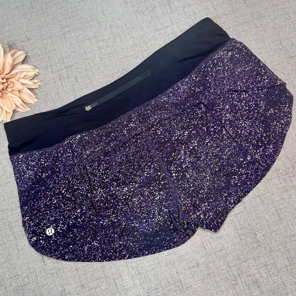 Lululemon Speed Up Athletic Shorts Crystalline Multi Black Purple Size 10 - Picture 6 of 8